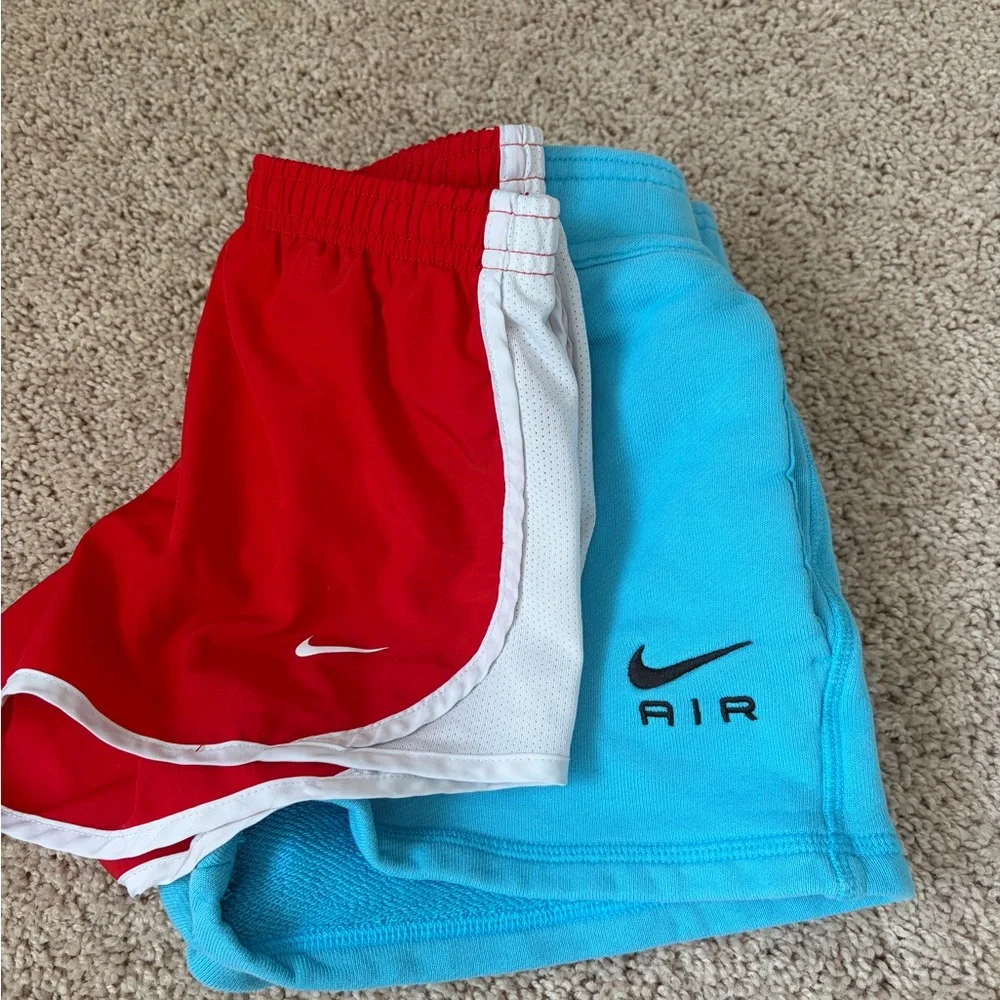 Nike Kids Red and Blue Shorts Duo Size S